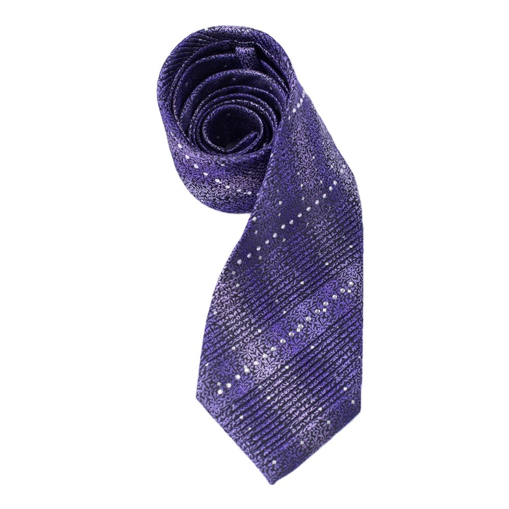 100% Woven Silk Necktie with Rhinestones for Men Draped Flower Design