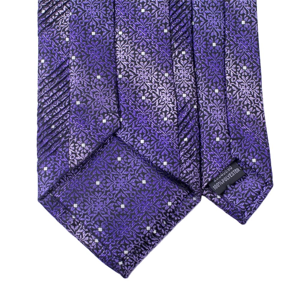 100% Woven Silk Necktie with Rhinestones for Men Draped Flower Design