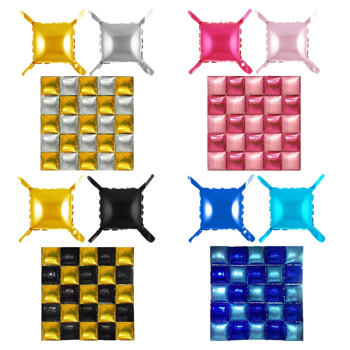 Square Shape Foil Balloon Background Wall Aluminum Foil Balloon Double Sided Colour DIY Strap Tie Party Backdrop Wall Balloons
