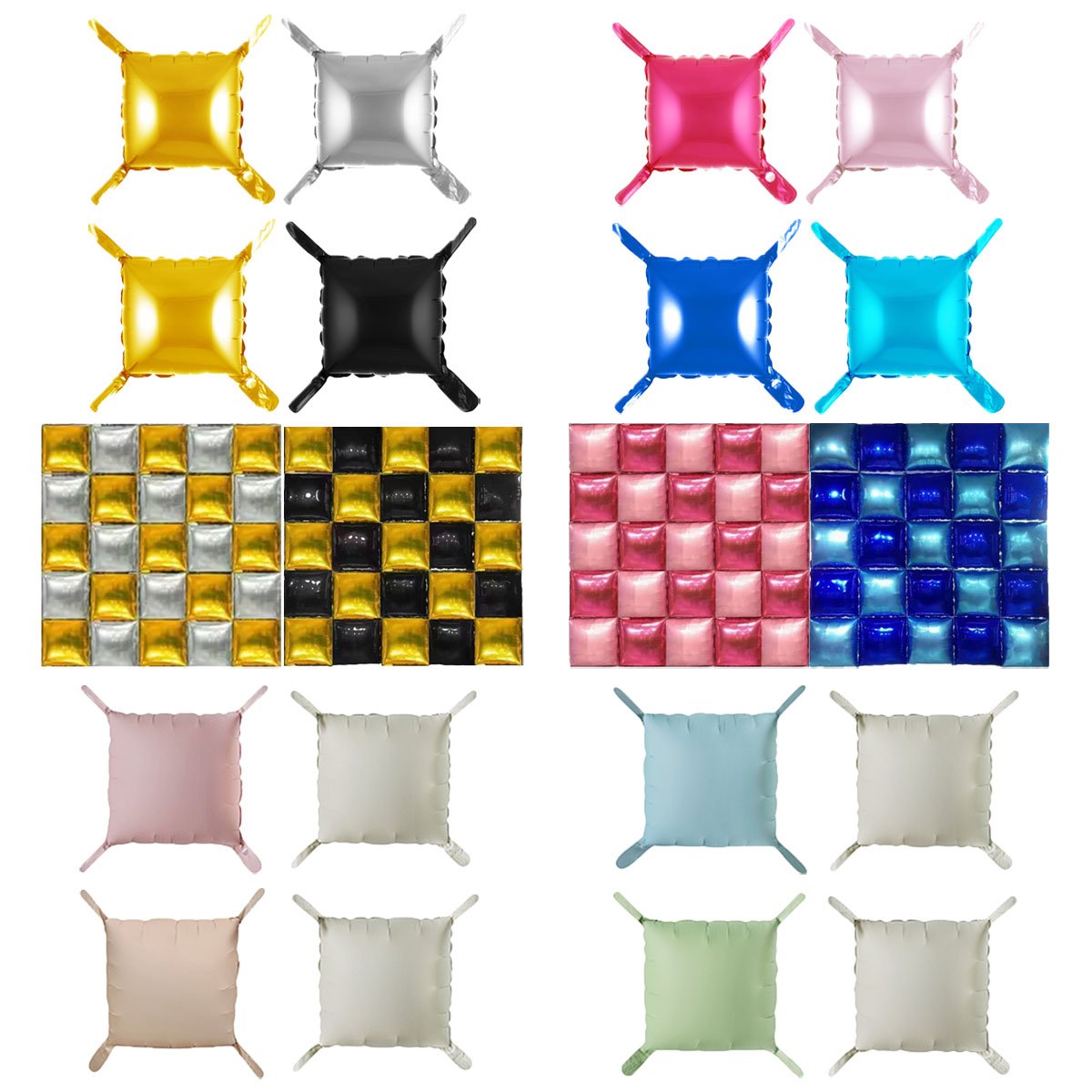 Square Shape Foil Balloon Background Wall Aluminum Foil Balloon Double Sided Colour DIY Strap Tie Party Backdrop Wall Balloons