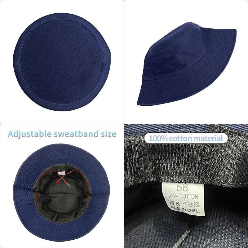 Customized Logo Gorras Outdoor Cotton Sunshade Sunscreen Bucket Fisherman Cap Flat Top Wide Brim Solid Blank Bucket Hat