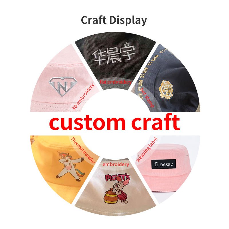 Customized Logo Gorras Outdoor Cotton Sunshade Sunscreen Bucket Fisherman Cap Flat Top Wide Brim Solid Blank Bucket Hat