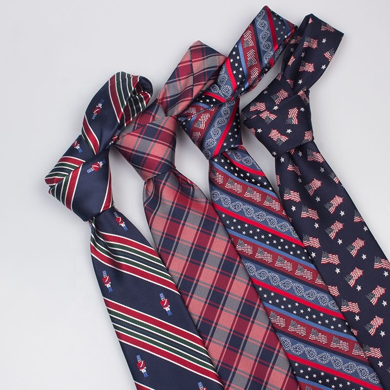Fashion Style Strips Print Business 100% Woven Polyester Custom Pattern Men Neck Ties