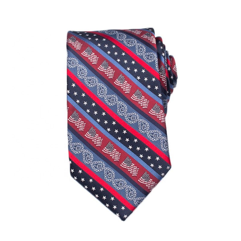 Fashion Style Strips Print Business 100% Woven Polyester Custom Pattern Men Neck Ties