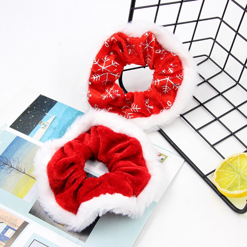 High Quality Soft Hair Accessories Scrunchies Fabric Elastic Band Cord Hair Ties Snowman Christmas Velvet Scrunchies For Girls