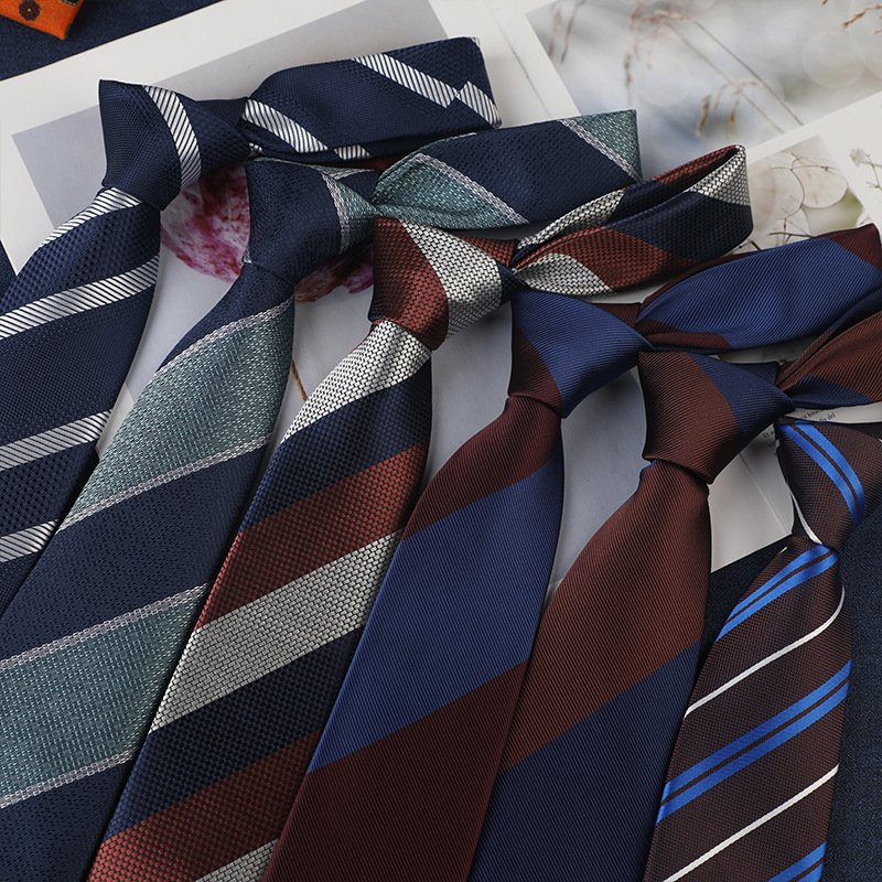 Men Suits Accessory Fashion Casual Business Tie Polyester Fabric Checkered Dots Stripe 8cm Wide Necktie
