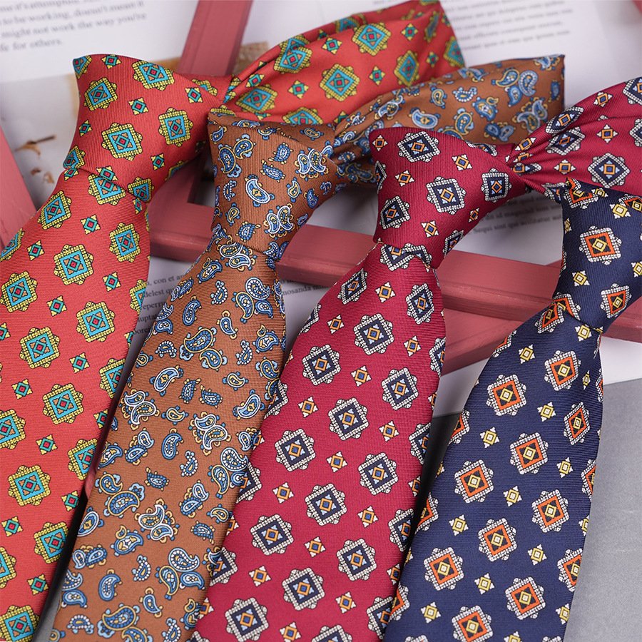 Men Suits Accessory Fashion Casual Business Tie Polyester Fabric Checkered Dots Stripe 8cm Wide Necktie