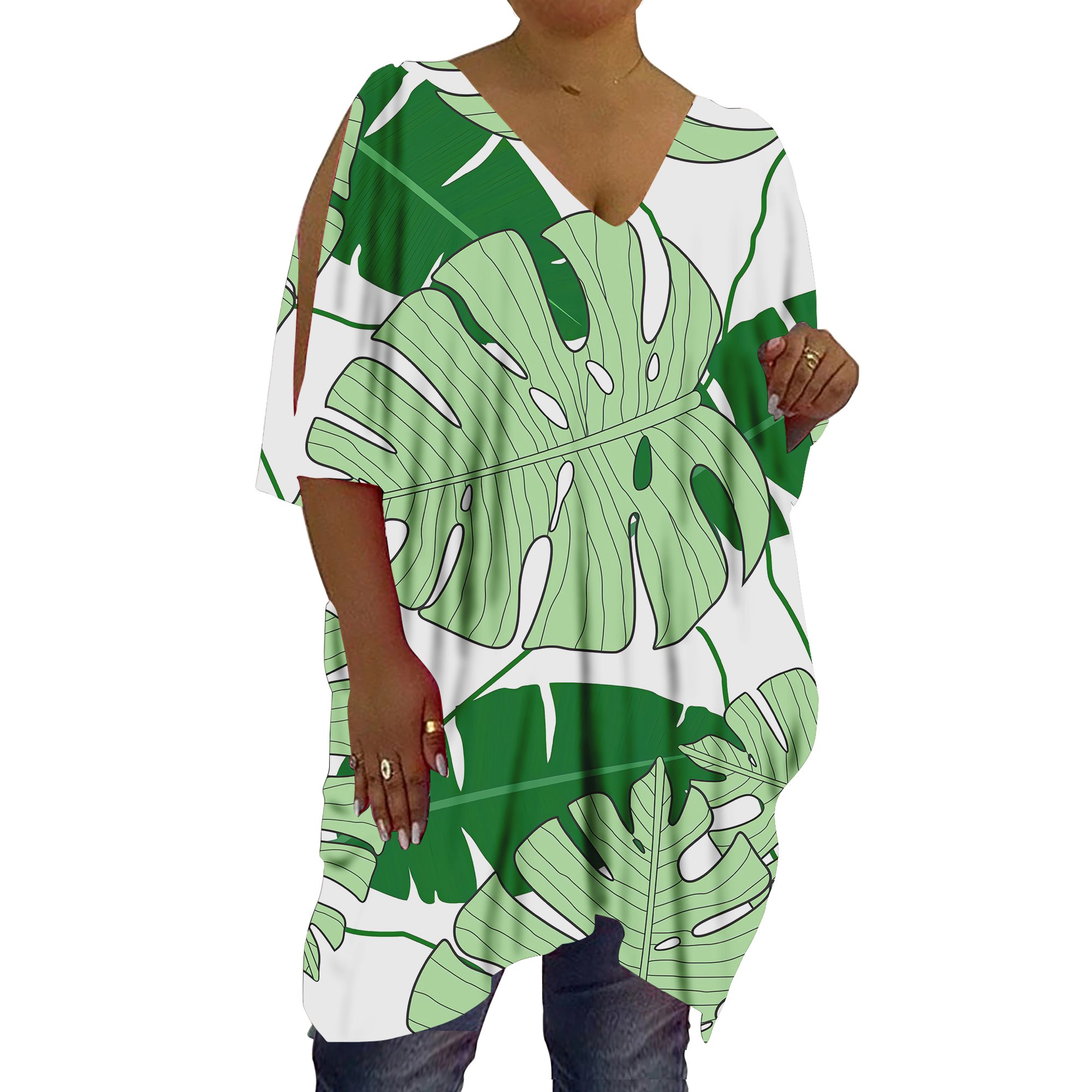 New Trendy Designer Custom Deep V Neck Top Black Cold Shoulder Oversized Long Women T-shirt Polynesian Dresses Ladies Blouse
