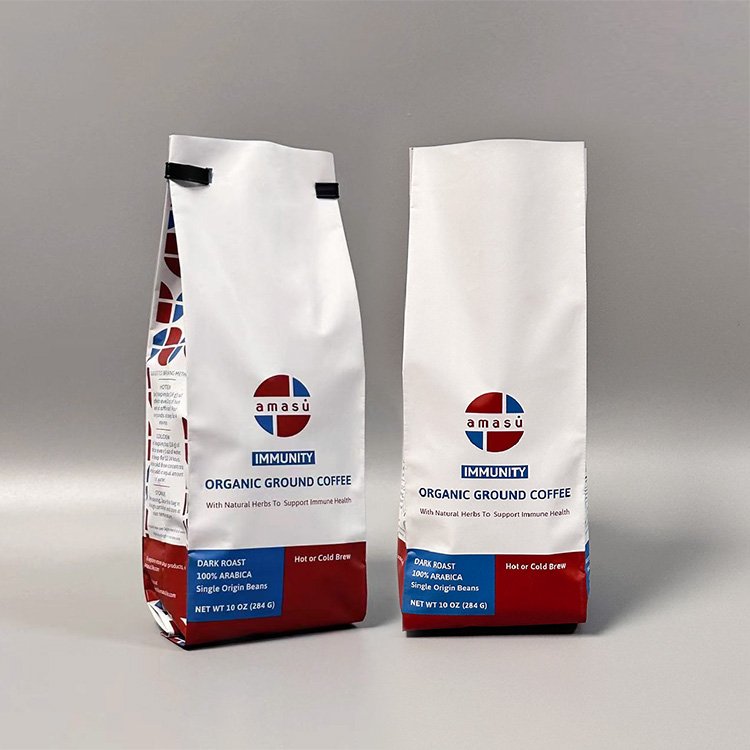 Custom Coffee Bean Bags Recycle Coffee Pouch Gusset Empty Flat Bottom Bag With Tin Tie For Coffee Packaging