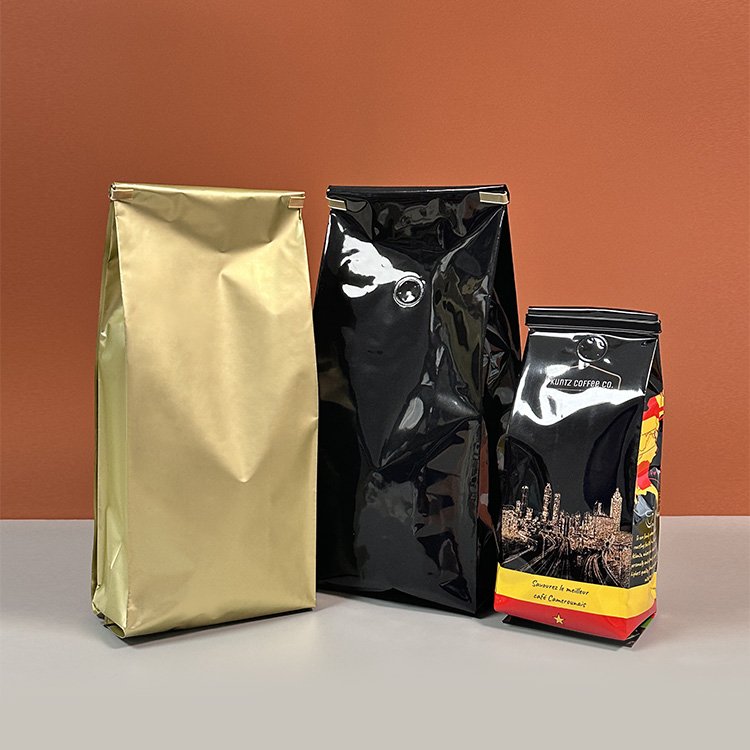 Custom Coffee Bean Bags Recycle Coffee Pouch Gusset Empty Flat Bottom Bag With Tin Tie For Coffee Packaging