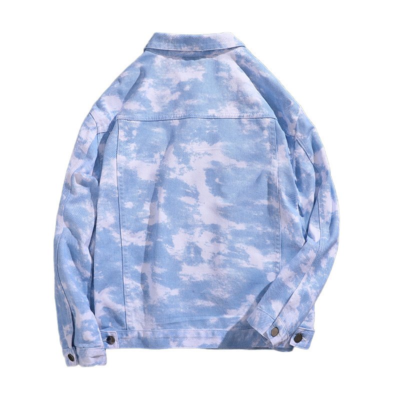 Customized tie dye washed denim jacket Girls Over sized relaxed Jeans jacket