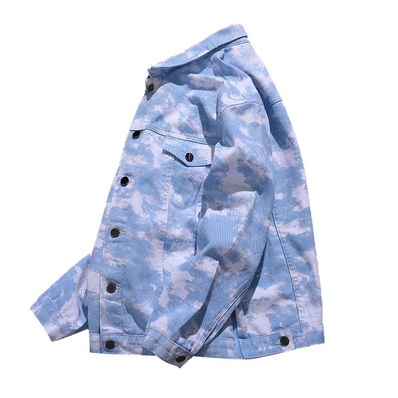 Customized tie dye washed denim jacket Girls Over sized relaxed Jeans jacket