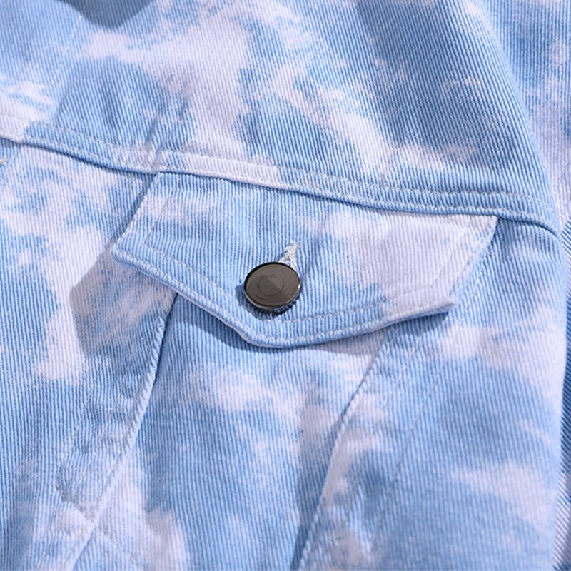 Customized tie dye washed denim jacket Girls Over sized relaxed Jeans jacket