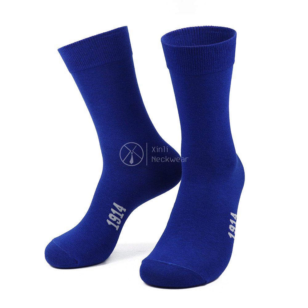 Custom Blue White Striped Fraternity Logo Socks Bow Tie Sets Polyester Woven 4 Pieces Ties for Men Set