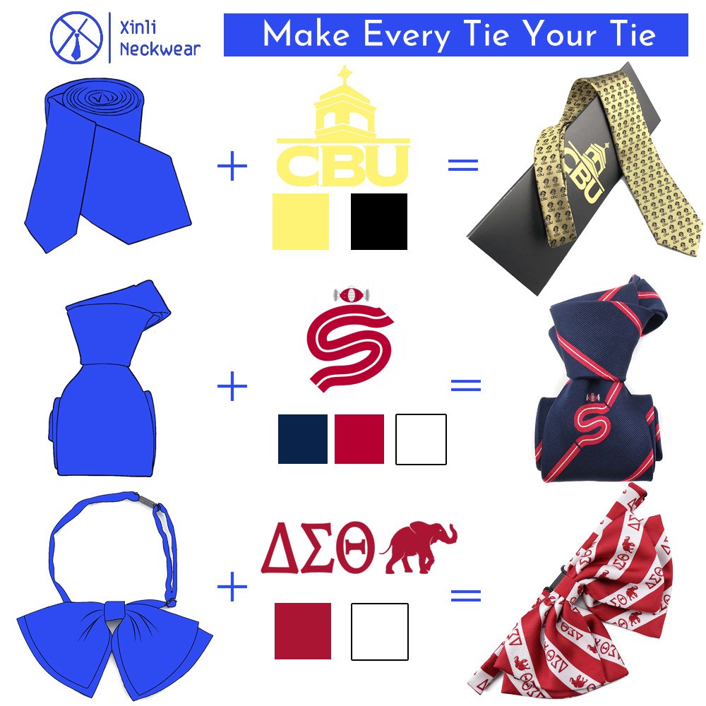Custom Blue White Striped Fraternity Logo Socks Bow Tie Sets Polyester Woven 4 Pieces Ties for Men Set