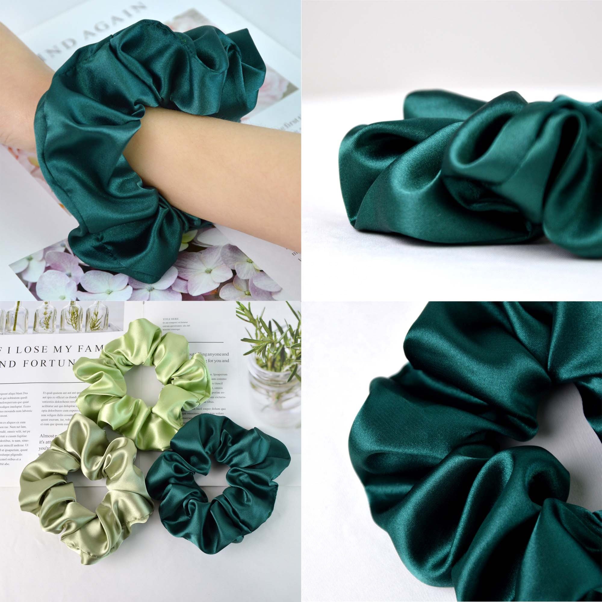 Wholesale and Hot Sale Smooth and Soft 41 Colors in Stock Good Elasticity Large 5cm Silk Satin Hair Ties Band Scrunchies