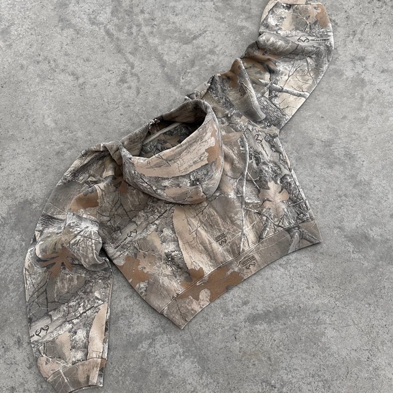 Y2K Retro Camouflage Pattern Pullover Hoodie Unisex High Street Hip Hop Streetwear Oversized Zip Sweatshirt for Winter