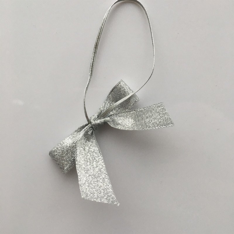 Adjustable Pre-Tied Satin Ribbon Bow Tie with Elastic Loop Custom Logo Printed