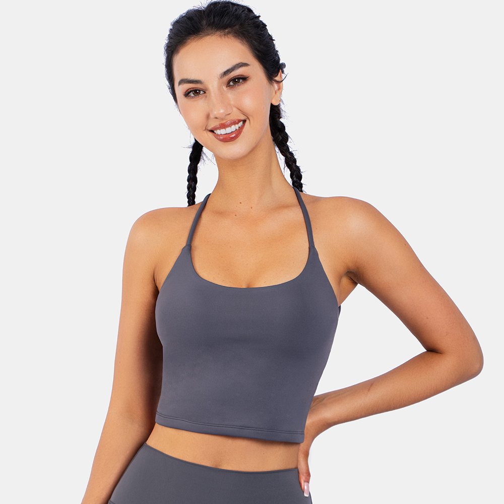 Stylish Gym Fitness 7 Colors Cross Beauty Back Thin Straps Breathable Plus Size Sports Bra