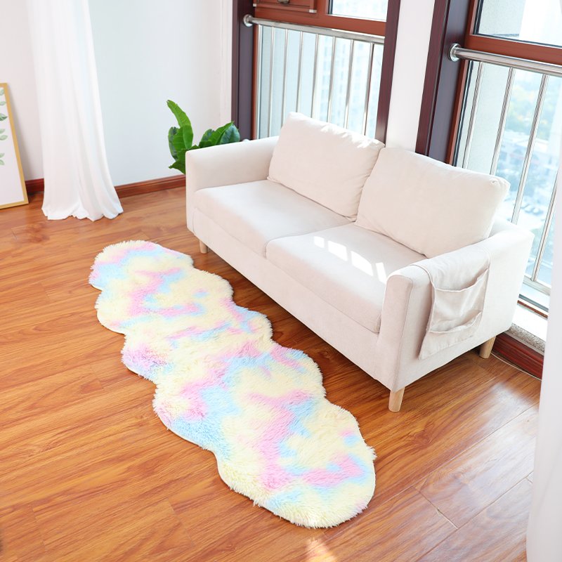 Wholesale faux fur fluffy oval carpets family room fur rug indoor rug made of fur