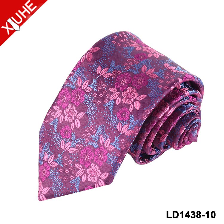 New Design Party Neckties Colorful Silk Woven Men Neck Tie Mens Floral Custom Polyester Ties