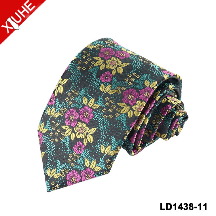 New Design Party Neckties Colorful Silk Woven Men Neck Tie Mens Floral Custom Polyester Ties