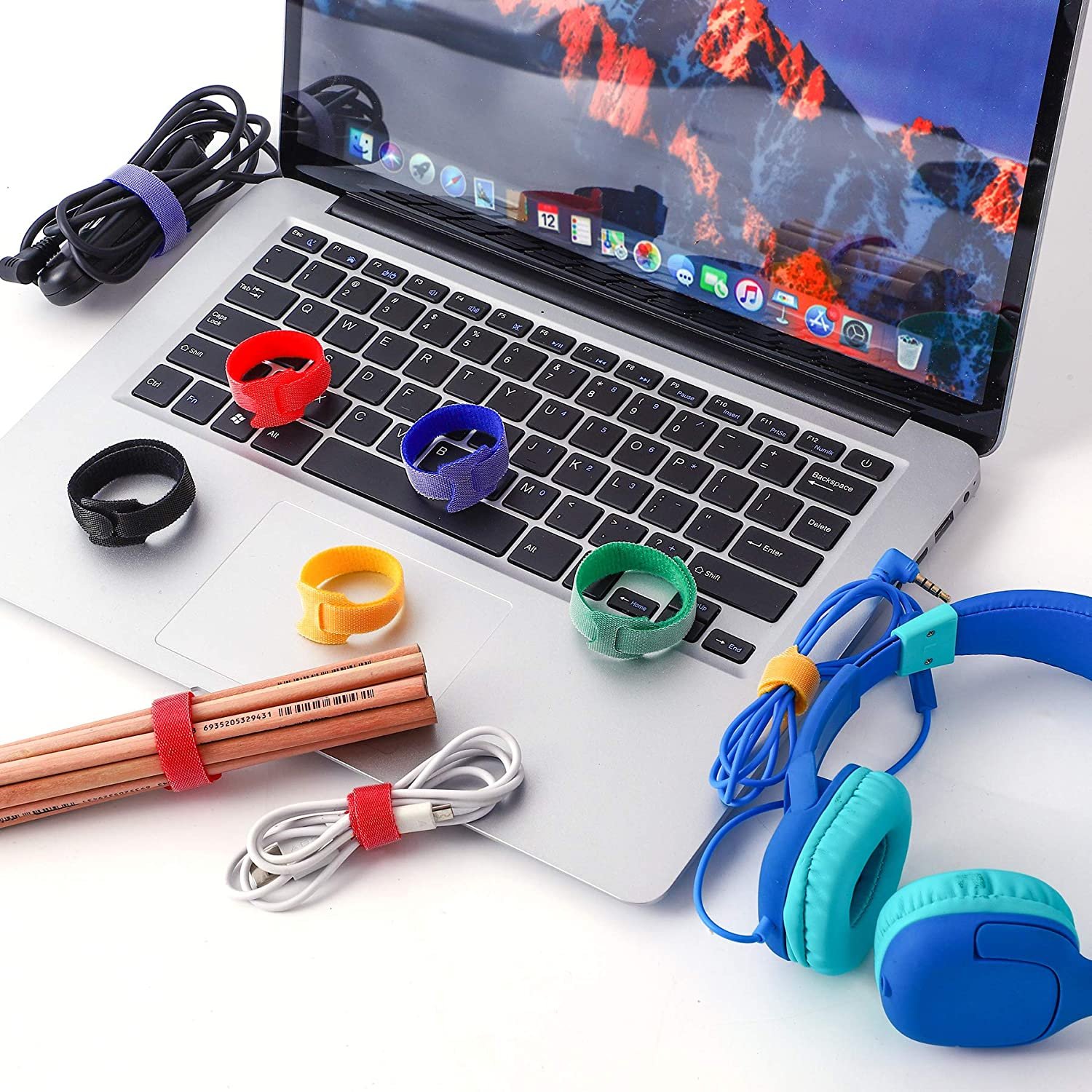 9 Color Wholesale Velcroes Custom 25mm Cable Organizer Nylon Strap Reusable Colorful Wire Hook and Loop fastener Cable Ties