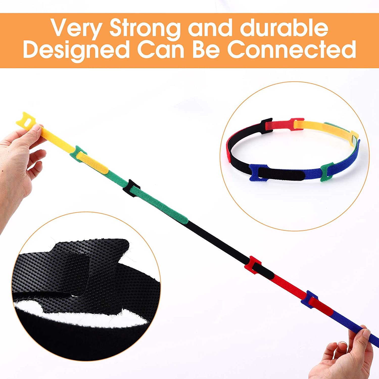 9 Color Wholesale Velcroes Custom 25mm Cable Organizer Nylon Strap Reusable Colorful Wire Hook and Loop fastener Cable Ties