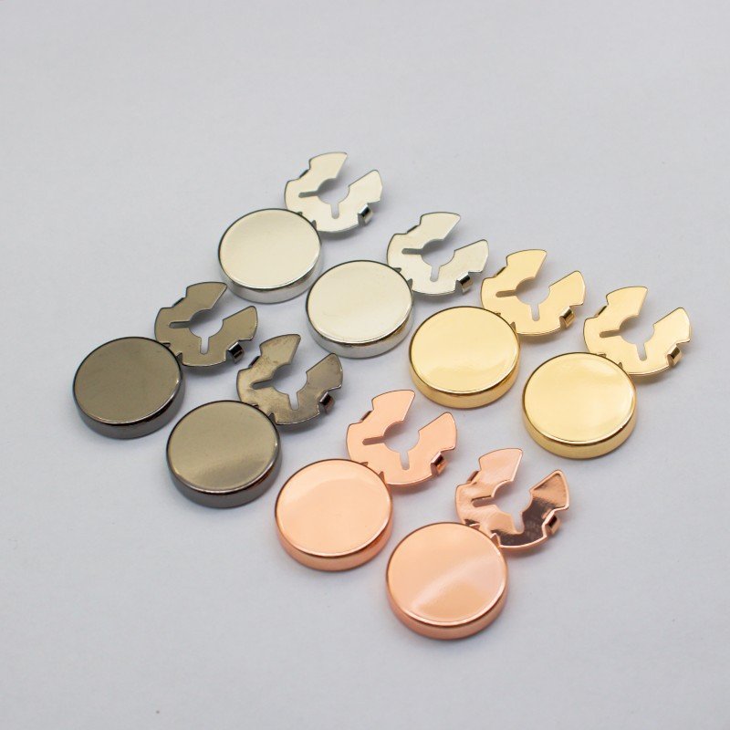 wholesale Copper Cufflinks shirt cover button clips and Shirt Studs with Smooth Box Cover. Custom Logo Printing Available