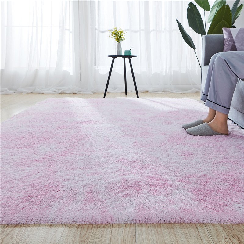 Simple plush carpet bedroom full covered room lovely bed blanket Nordic living room sofa coffee table cushion thick cushion