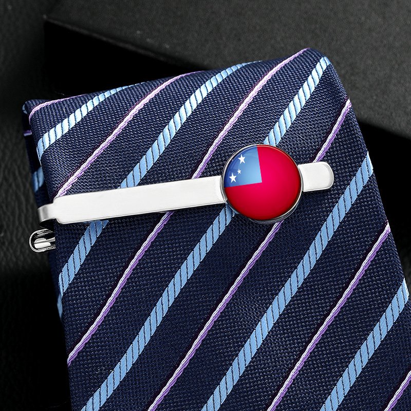 80 Models Samoa Flag Map Tie Clip Lapel Pin Ring Brooch Cuff Link Necklace Bracelet Earrings Key Chain Samoan Jewelry Set