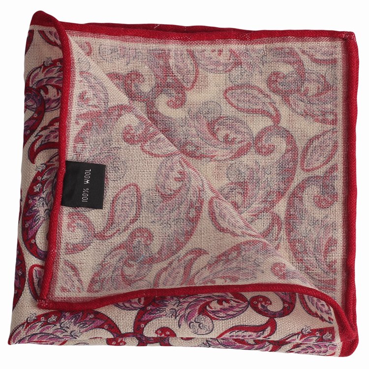 Manufacture High Quality Handkerchief Italian Print Paisley Pocket Square For Party Custom 100% Wool Hanky For Men