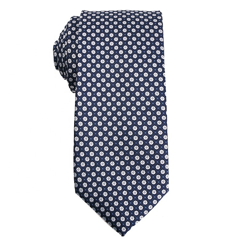 Navy Blue Men's Floral Ties, Handmade 7.5CM 100% Polyester Fabric Neck Ties For Men, Custom Formal Business Suit