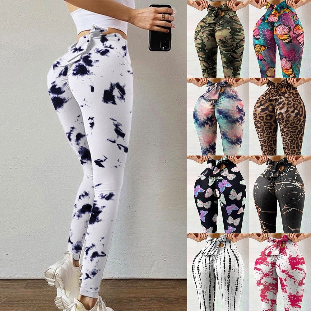 Wholesale Women Fitness High Waist Leggings Printed Leggings Sports Seamless Yoga Tie Dye Leggings