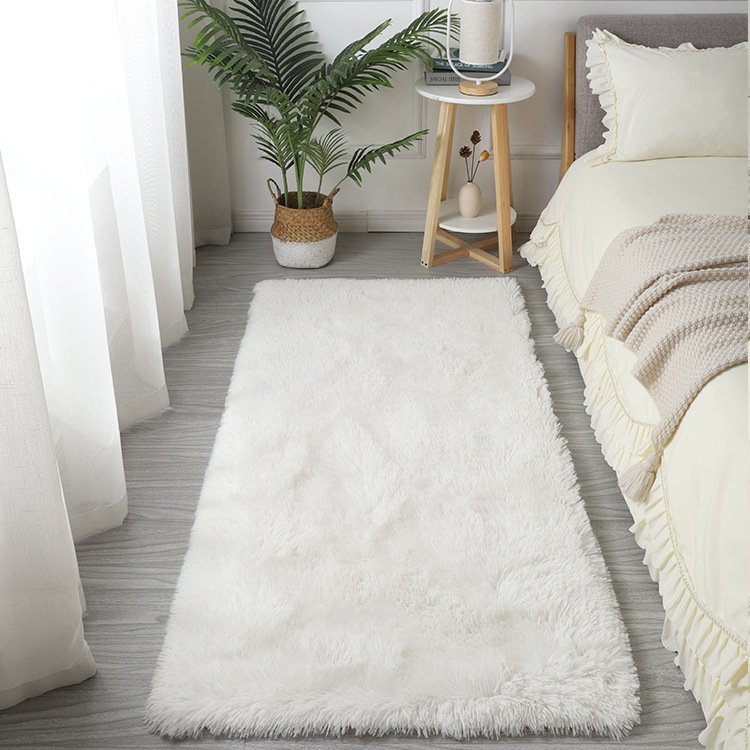Solid Color Silk Wool Carpet Shaggy Carpet Pv Velvet Carpet Living Room Plain Tie Dyed Long Wool Polyester Customized Cut Pile