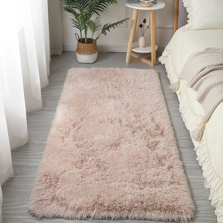 Solid Color Silk Wool Carpet Shaggy Carpet Pv Velvet Carpet Living Room Plain Tie Dyed Long Wool Polyester Customized Cut Pile