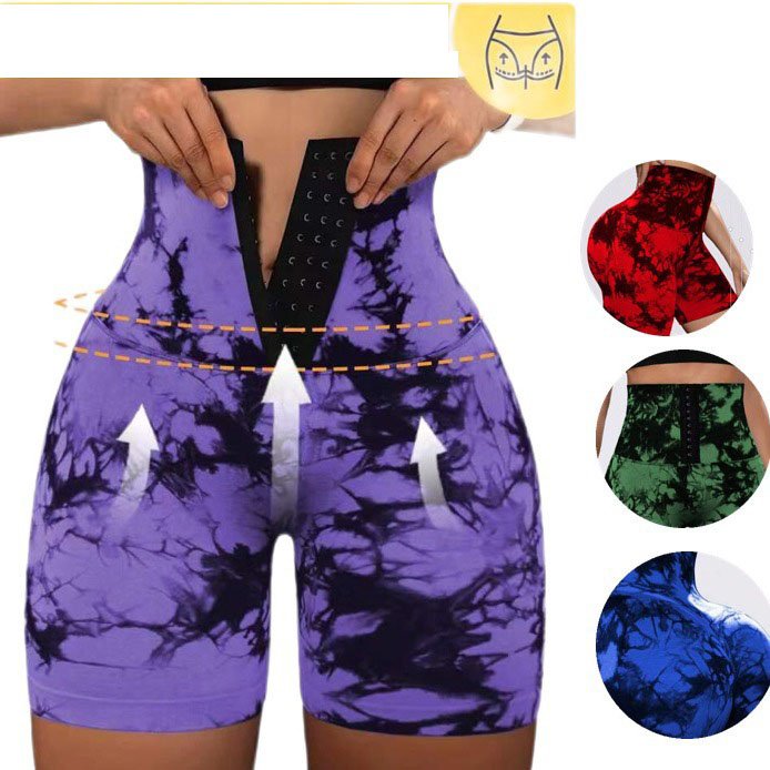 Women Seamless Tie Dye Gym Yoga Short Lady Breathable Quick Dry Running Leggings Femme Naked Feel Workout Bottoms