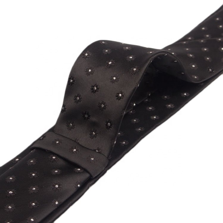 Hot Sale Black Formal Necktie Fine Dot Ties Man Official Poly Neck Tie Promotional For Men