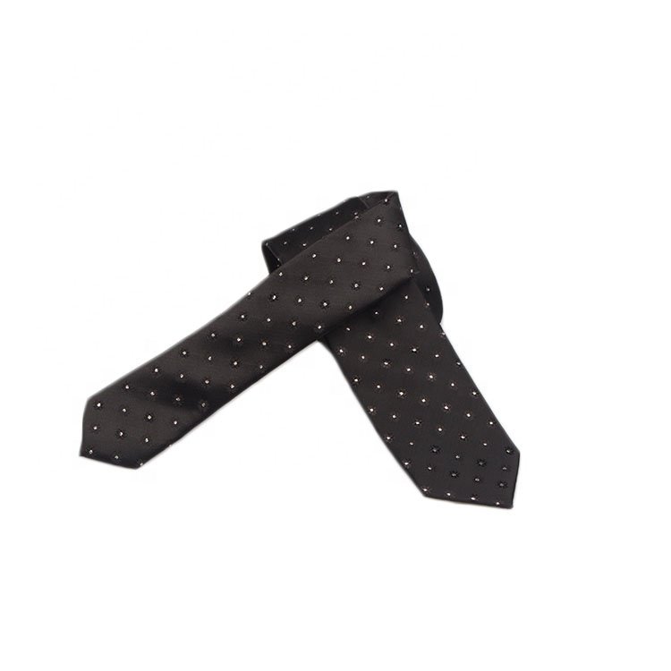 Hot Sale Black Formal Necktie Fine Dot Ties Man Official Poly Neck Tie Promotional For Men