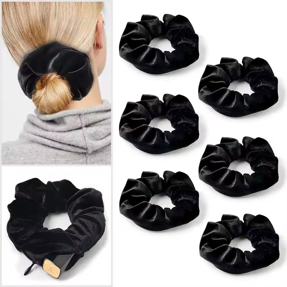 Velvet Scrunchies With Pocket Zipper Hair Ties Stuff Scrunchy Hidden Black Scrunchie Ponytail Holder Elastic Bandsands Gifts