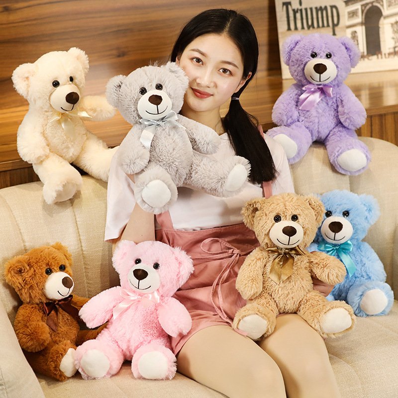 Factory Direct Bear 35cm Plush Toys New Design Cute Colorful Bow Tie Teddy Bear OEM ODM Custom Super Soft Plush Stuffed Toys