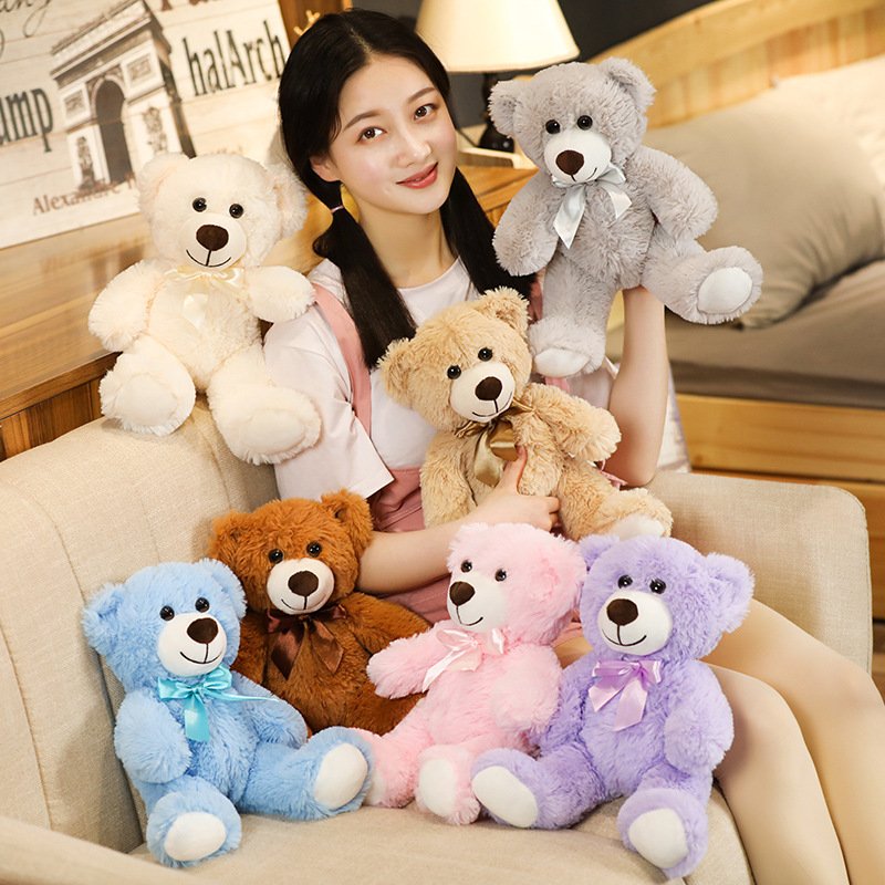 Factory Direct Bear 35cm Plush Toys New Design Cute Colorful Bow Tie Teddy Bear OEM ODM Custom Super Soft Plush Stuffed Toys