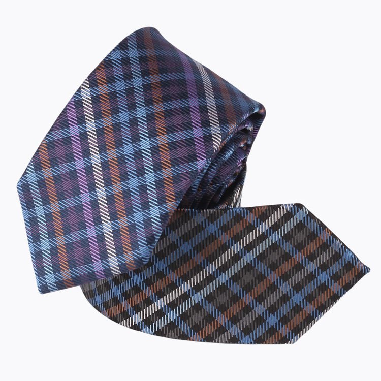 2024 Hot Selling OEM Service Business 100%Polyester Tie Wholesale Good Quality Custom Logo Plaid Pattern Fashion Necktie For Men