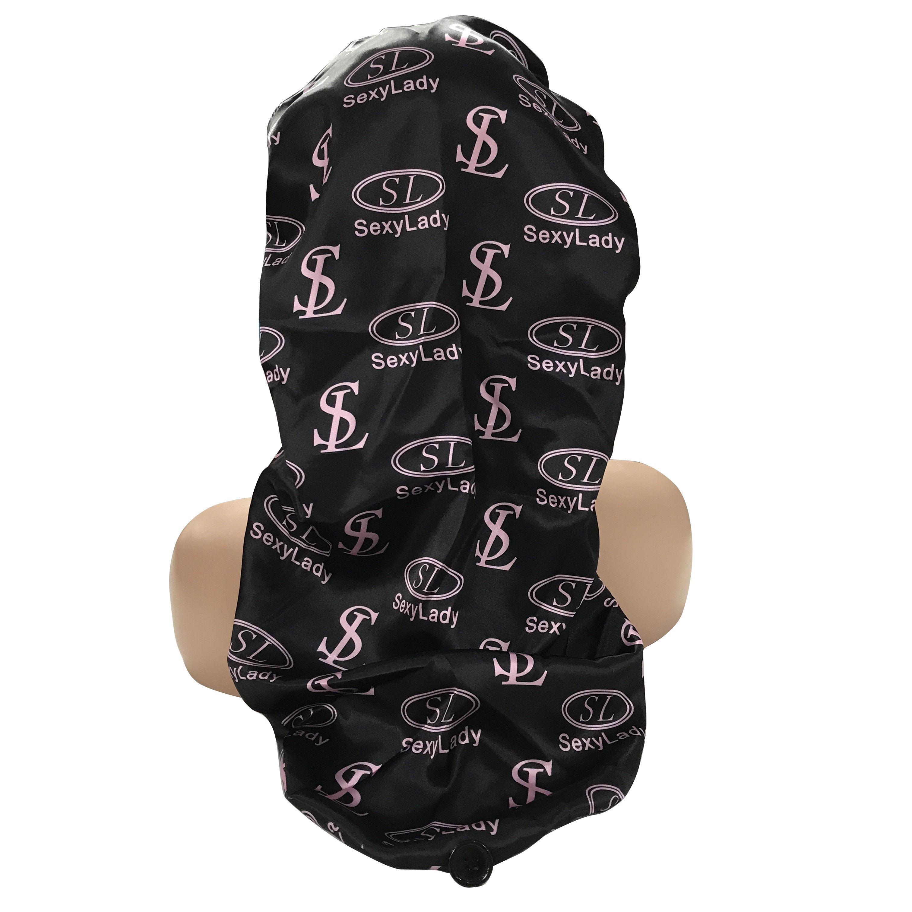 Fashion custom logo print long bonnets with ties large silk braid bonnets with satin hair wrap scarf wholesale
