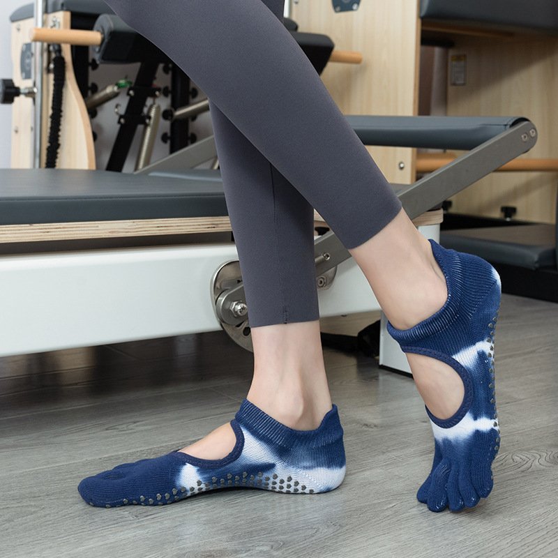 Jingwen OEM Calcetines De Yoga Tenidos Anudados Anti Slip Custom Silicone Pilates Grip Socks Tie Dye Premium