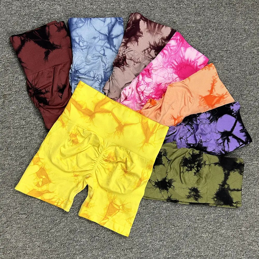 Tie Dye Seamless Women yoga shorts gym High Waisted active wear sport shorts