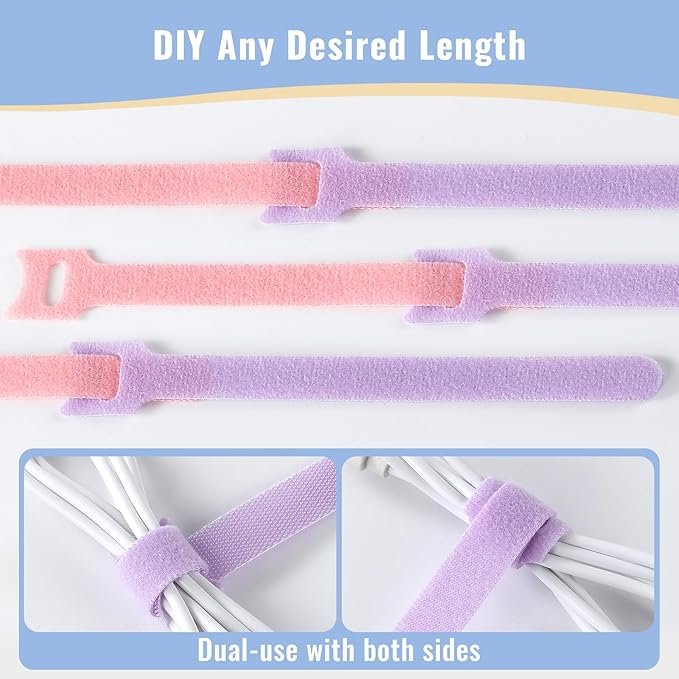 6-inch Multicolour Adjustable Cable Ties Polyester Tape for Home Office with Fastening Hook Loop Nylon Free Customized Support