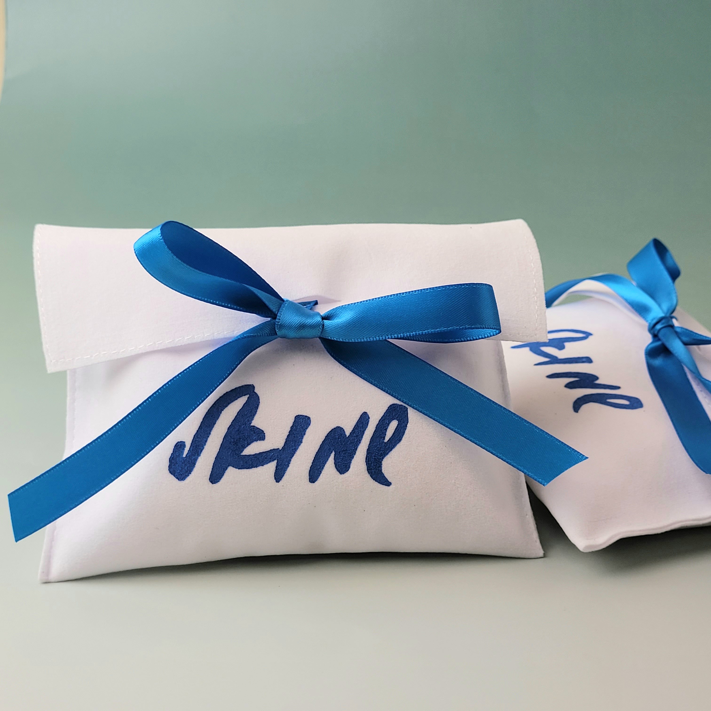 Custom Logo Printed Luxury White Velvet Envelope Wallet Recyclable Perfume Jewellery Box Packaging with Customized Storage Bags