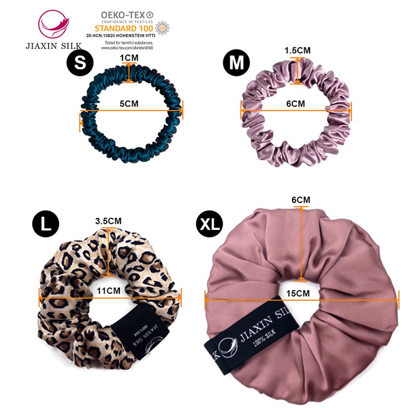Women natural real silk hair ties 22 mm mulberrry satin silk scrunchies large