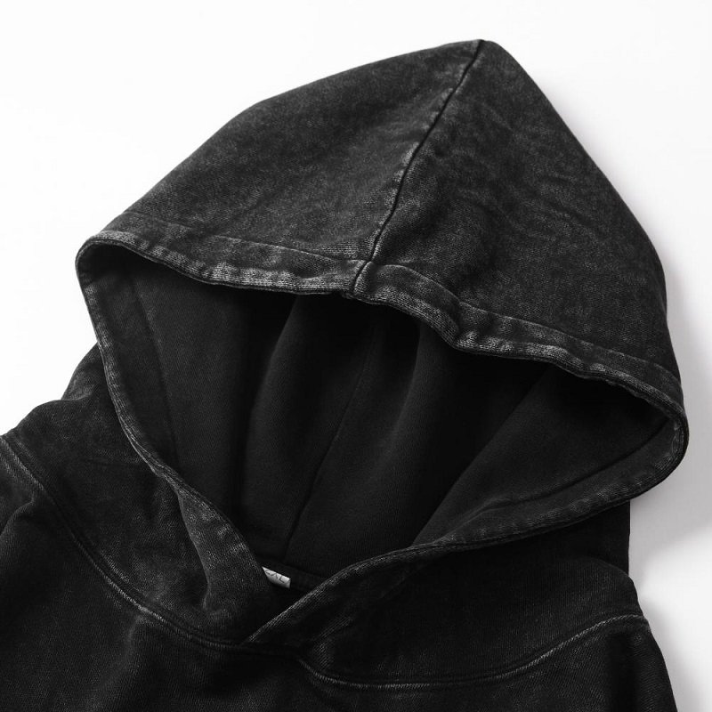 Fashion Heavy Cotton Oversize Blank Vintage Distressed Men's Acid Washed Hoodie Custom Logo Sweatshirt Casual Hoodies For Men